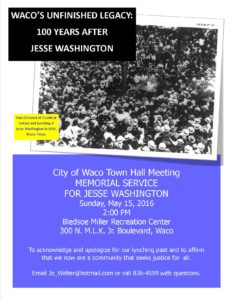 Jesse Washington Memorial Service Flier